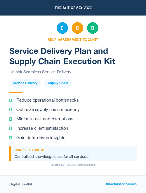 Service Delivery Plan and Supply Chain Execution Kit