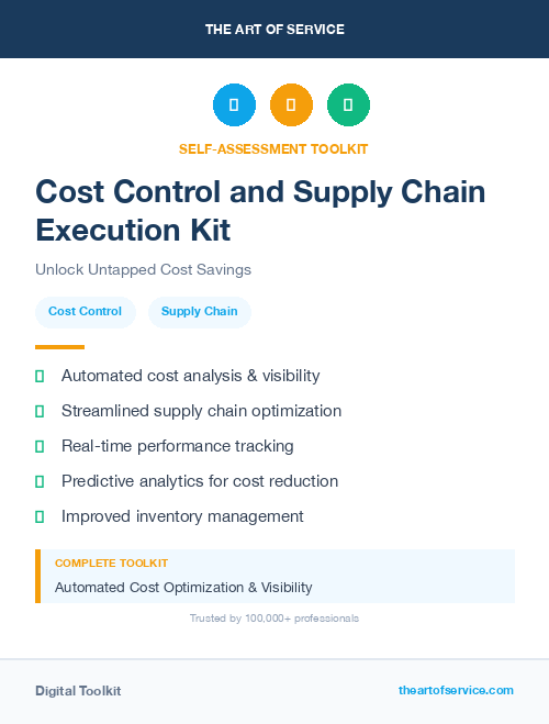 Cost Control and Supply Chain Execution Kit