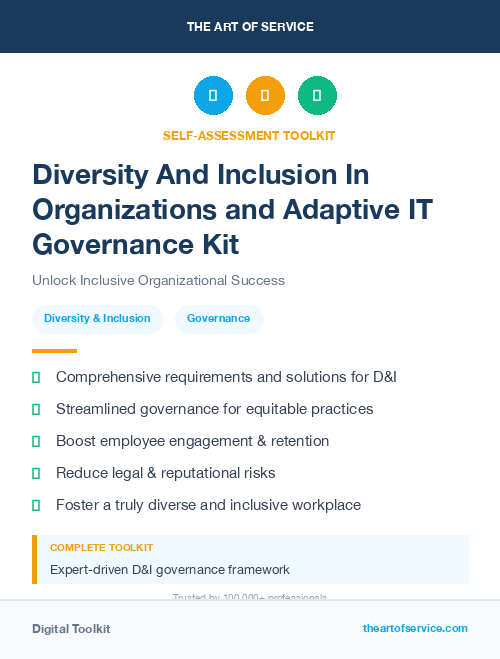 Diversity And Inclusion In Organizations and Adaptive IT Governance Kit