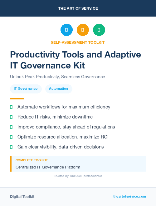 Productivity Tools and Adaptive IT Governance Kit