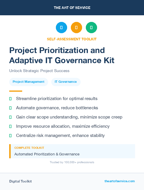 Project Prioritization and Adaptive IT Governance Kit