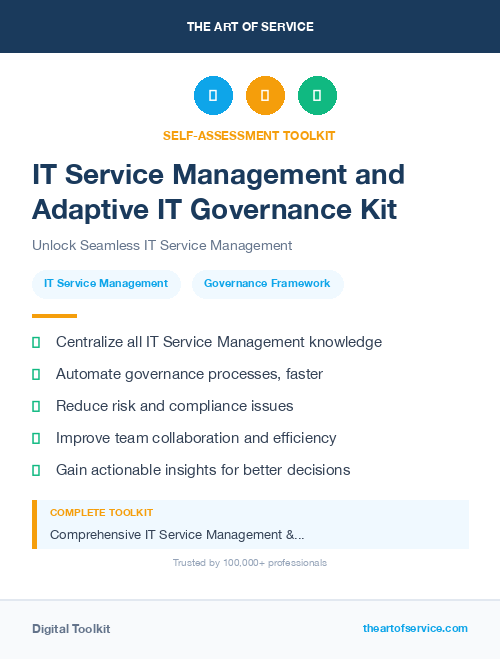 IT Service Management and Adaptive IT Governance Kit