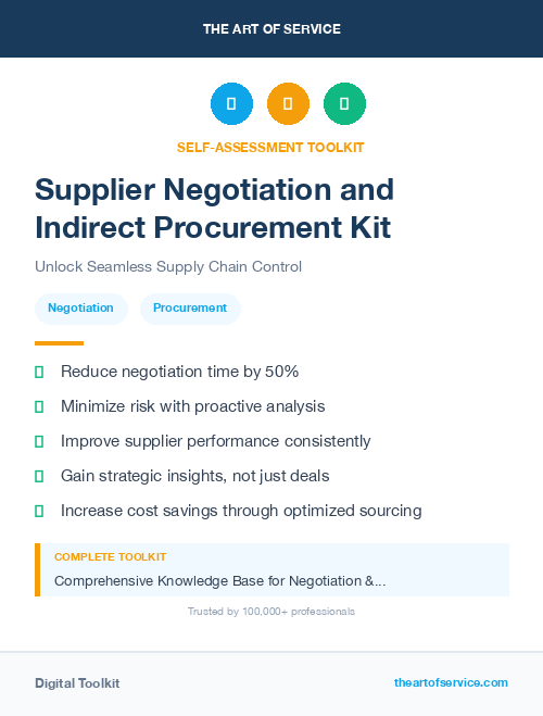 Supplier Negotiation and Indirect Procurement Kit