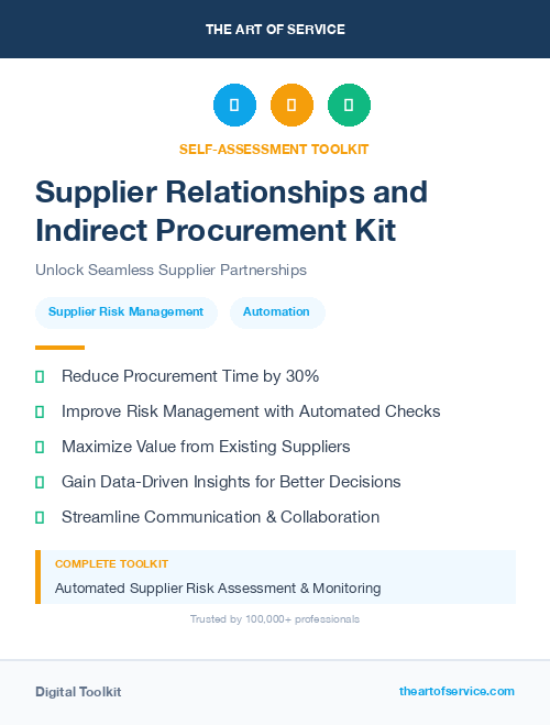 Supplier Relationships and Indirect Procurement Kit