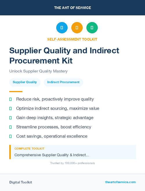 Supplier Quality and Indirect Procurement Kit