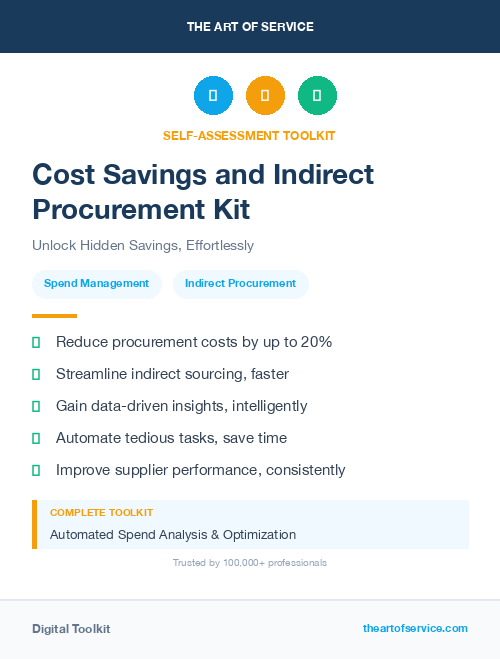 Cost Savings and Indirect Procurement Kit