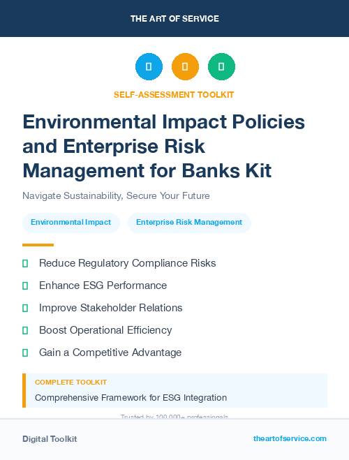 Environmental Impact Policies and Enterprise Risk Management for Banks Kit