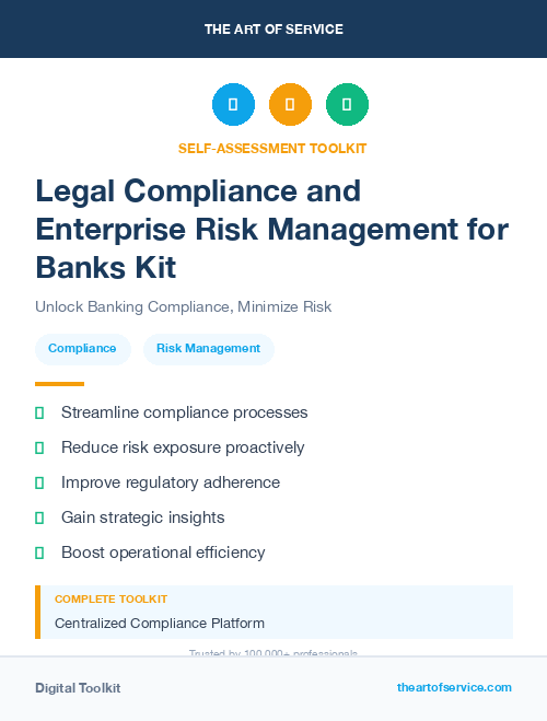 Legal Compliance and Enterprise Risk Management for Banks Kit