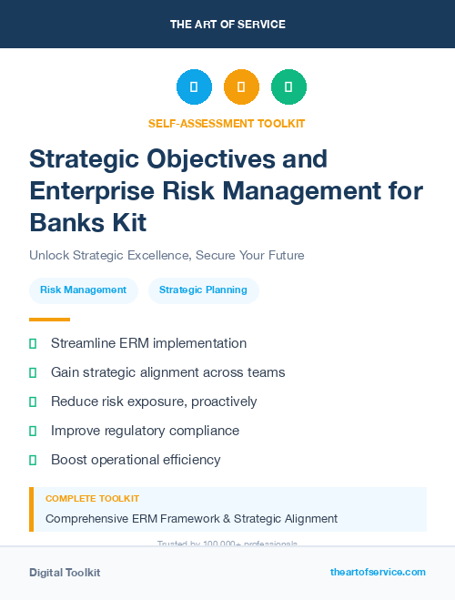 Strategic Objectives and Enterprise Risk Management for Banks Kit