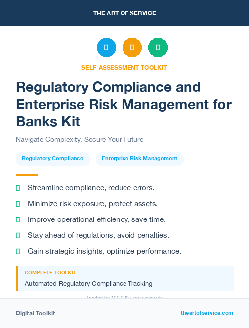 Regulatory Compliance and Enterprise Risk Management for Banks Kit
