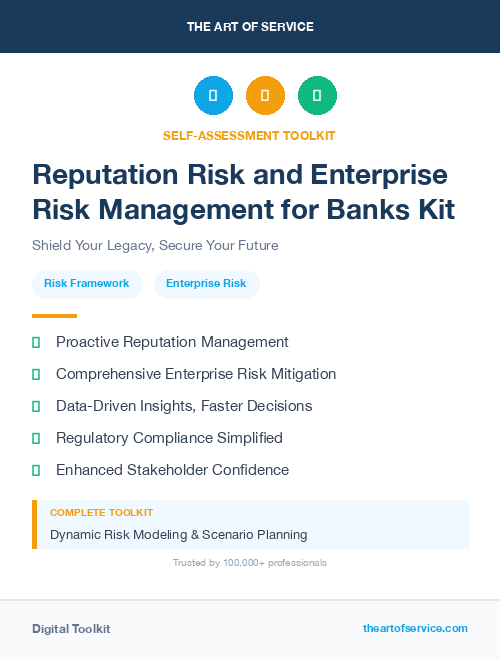 Reputation Risk and Enterprise Risk Management for Banks Kit
