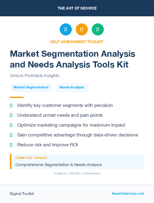 Market Segmentation Analysis and Needs Analysis Tools Kit
