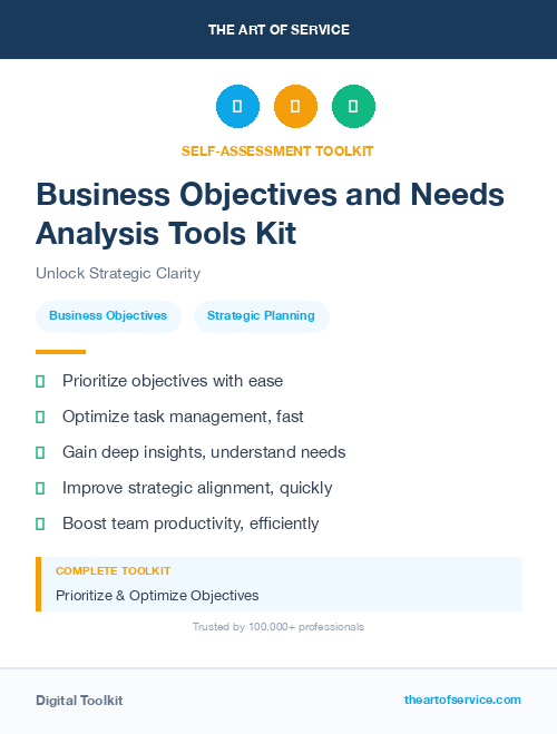 Business Objectives and Needs Analysis Tools Kit