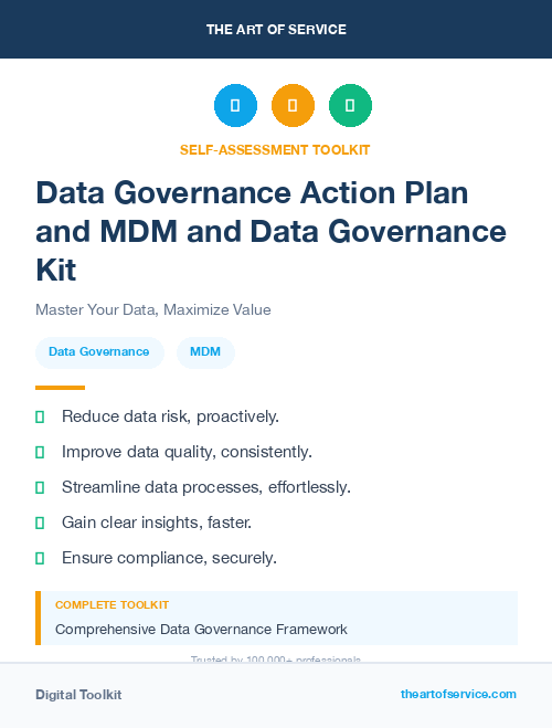 Data Governance Action Plan and MDM and Data Governance Kit