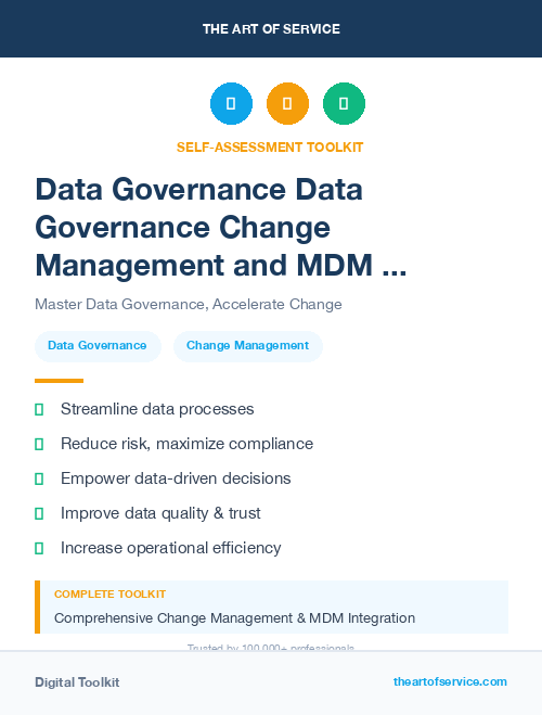 Data Governance Data Governance Change Management and MDM and Data Governance Kit