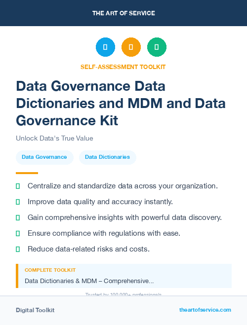 Data Governance Data Dictionaries and MDM and Data Governance Kit