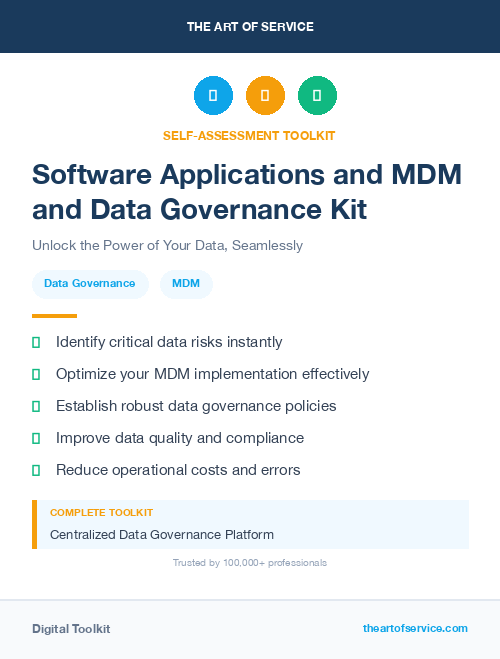 Software Applications and MDM and Data Governance Kit