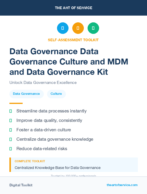 Data Governance Data Governance Culture and MDM and Data Governance Kit