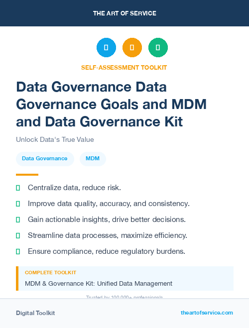 Data Governance Data Governance Goals and MDM and Data Governance Kit