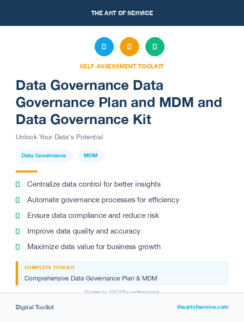 Data Governance Data Governance Plan and MDM and Data Governance Kit