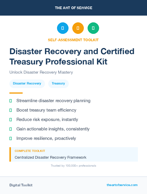 Disaster Recovery and Certified Treasury Professional Kit