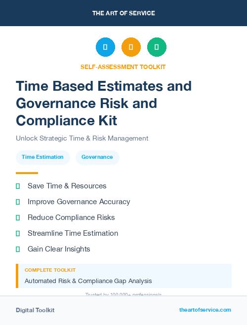 Time Based Estimates and Governance Risk and Compliance Kit