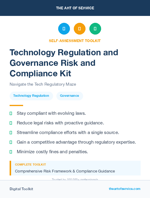 Technology Regulation and Governance Risk and Compliance Kit