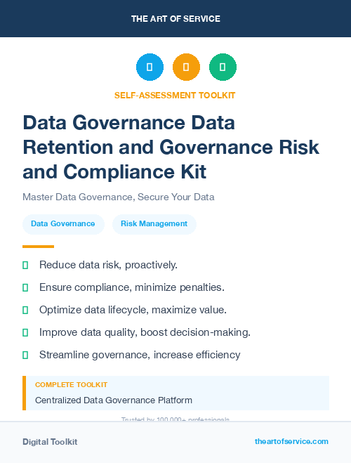 Data Governance Data Retention and Governance Risk and Compliance Kit