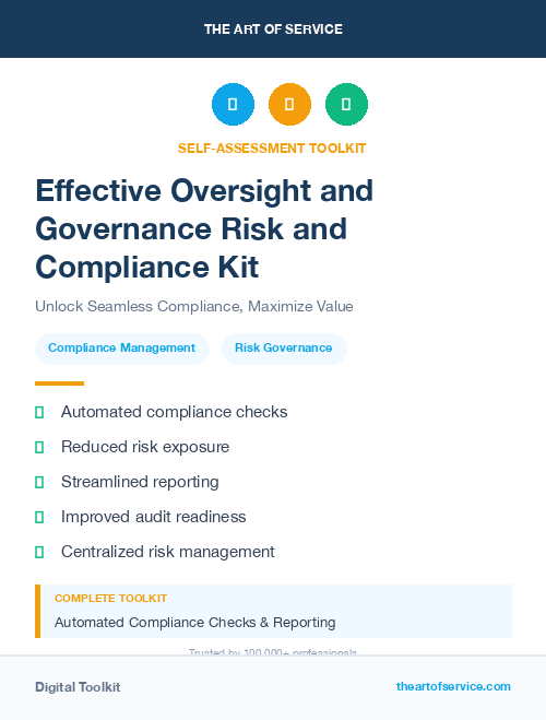 Effective Oversight and Governance Risk and Compliance Kit