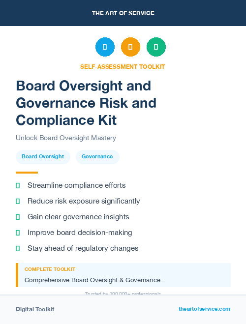 Board Oversight and Governance Risk and Compliance Kit