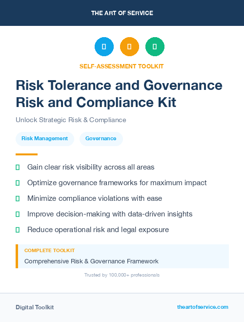 Risk Tolerance and Governance Risk and Compliance Kit