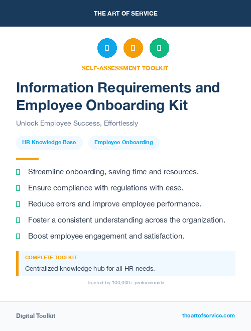 Information Requirements and Employee Onboarding Kit