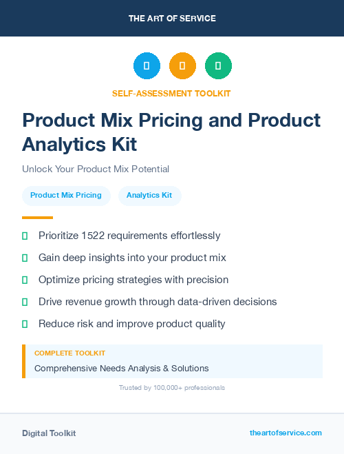 Product Mix Pricing and Product Analytics Kit