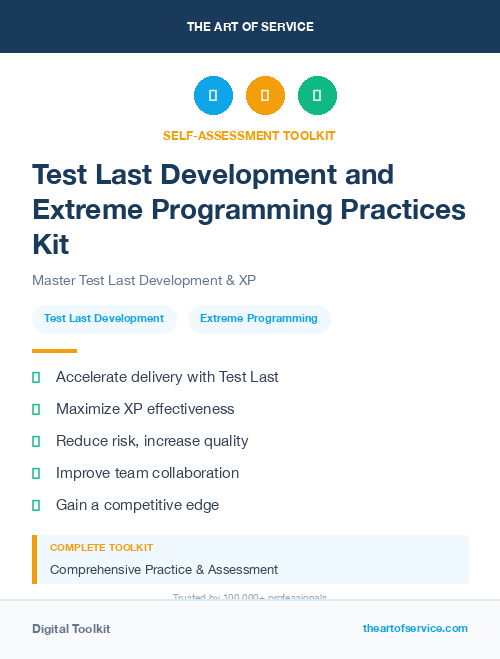 Test Last Development and Extreme Programming Practices Kit