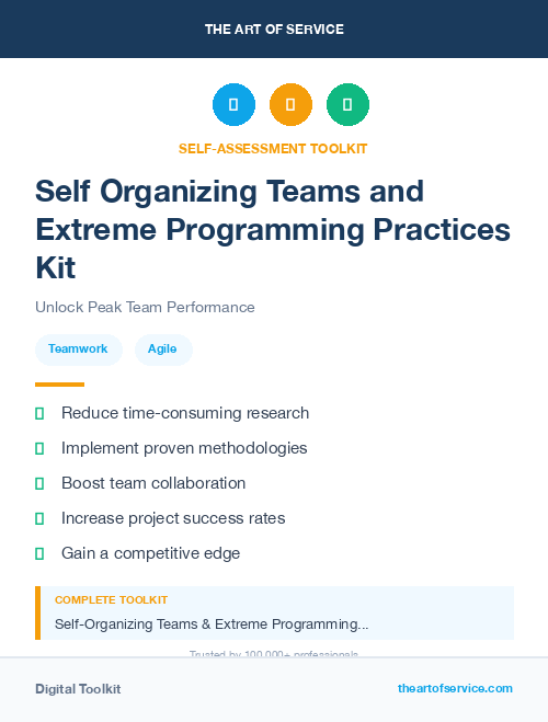 Self Organizing Teams and Extreme Programming Practices Kit
