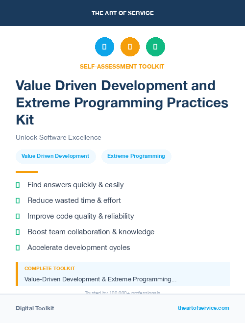 Value Driven Development and Extreme Programming Practices Kit