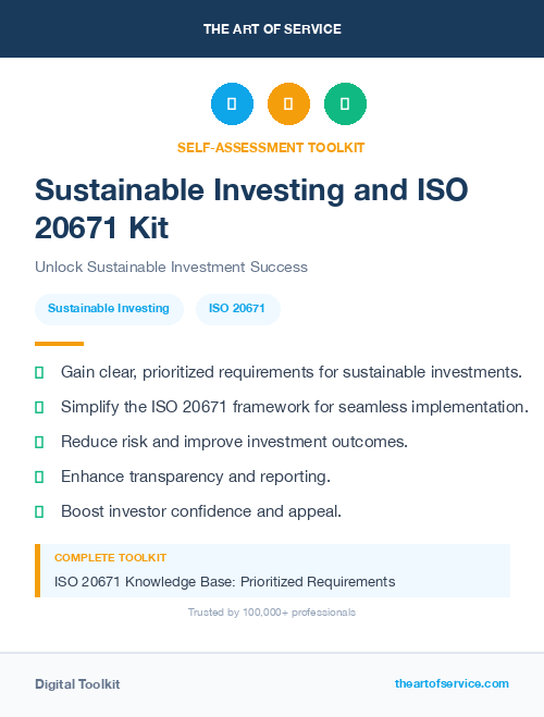 Sustainable Investing and ISO 20671 Kit