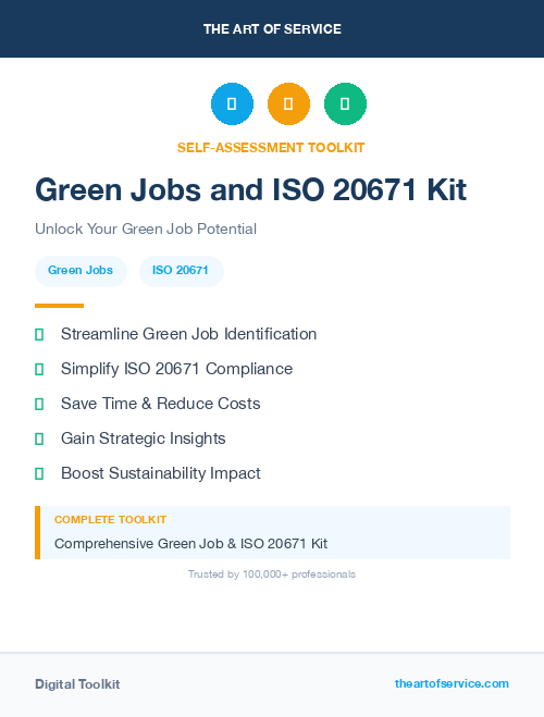 Green Jobs and ISO 20671 Kit