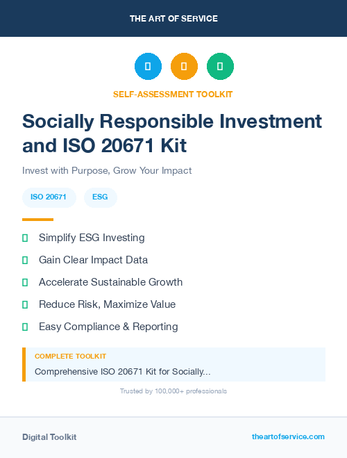 Socially Responsible Investment and ISO 20671 Kit