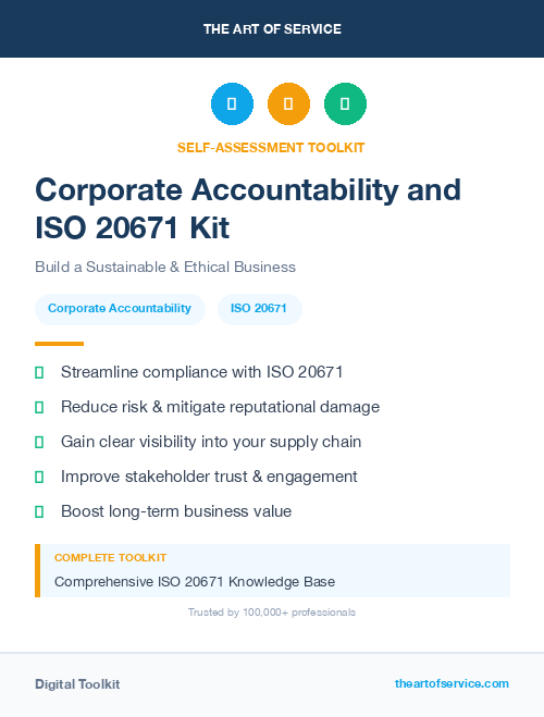 Corporate Accountability and ISO 20671 Kit