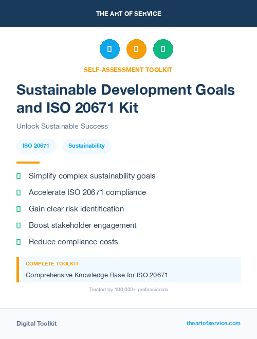 Sustainable Development Goals and ISO 20671 Kit