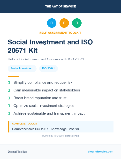 Social Investment and ISO 20671 Kit