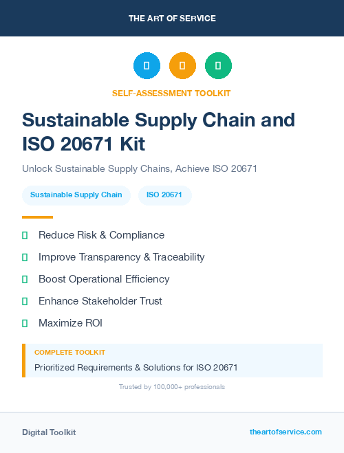 Sustainable Supply Chain and ISO 20671 Kit