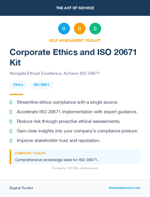 Corporate Ethics and ISO 20671 Kit