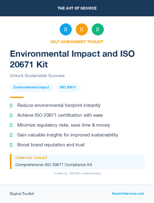Environmental Impact and ISO 20671 Kit
