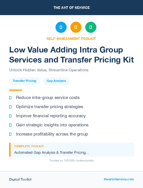 Low Value Adding Intra Group Services and Transfer Pricing Kit