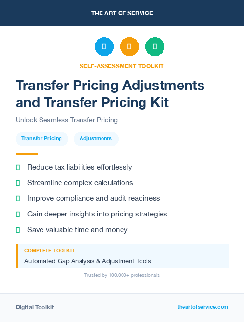 Transfer Pricing Adjustments and Transfer Pricing Kit