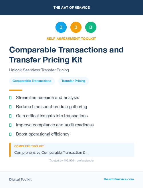 Comparable Transactions and Transfer Pricing Kit