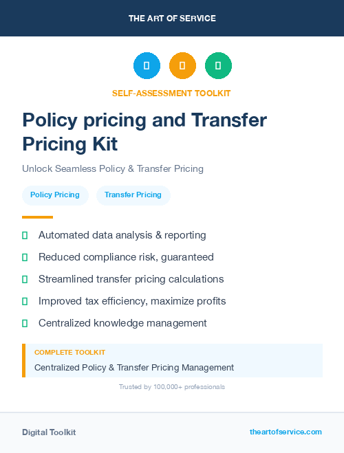 Policy pricing and Transfer Pricing Kit