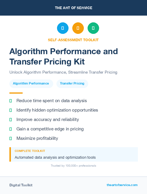 Algorithm Performance and Transfer Pricing Kit